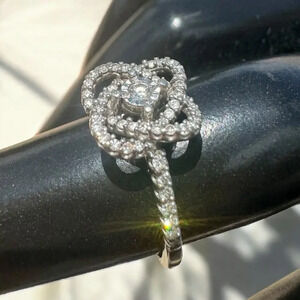 ‘Center of Me’ 10K White Gold and Pave Diamond Ring, 1/5 ct TW, Size 5